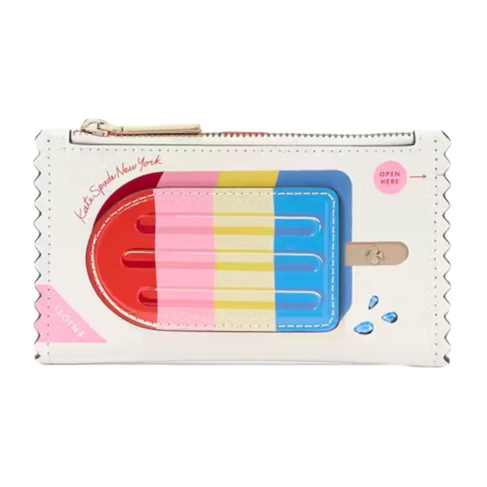 Kate Spade NWT Snack Bar Popsicle Small Slim Leather Bifold Wallet